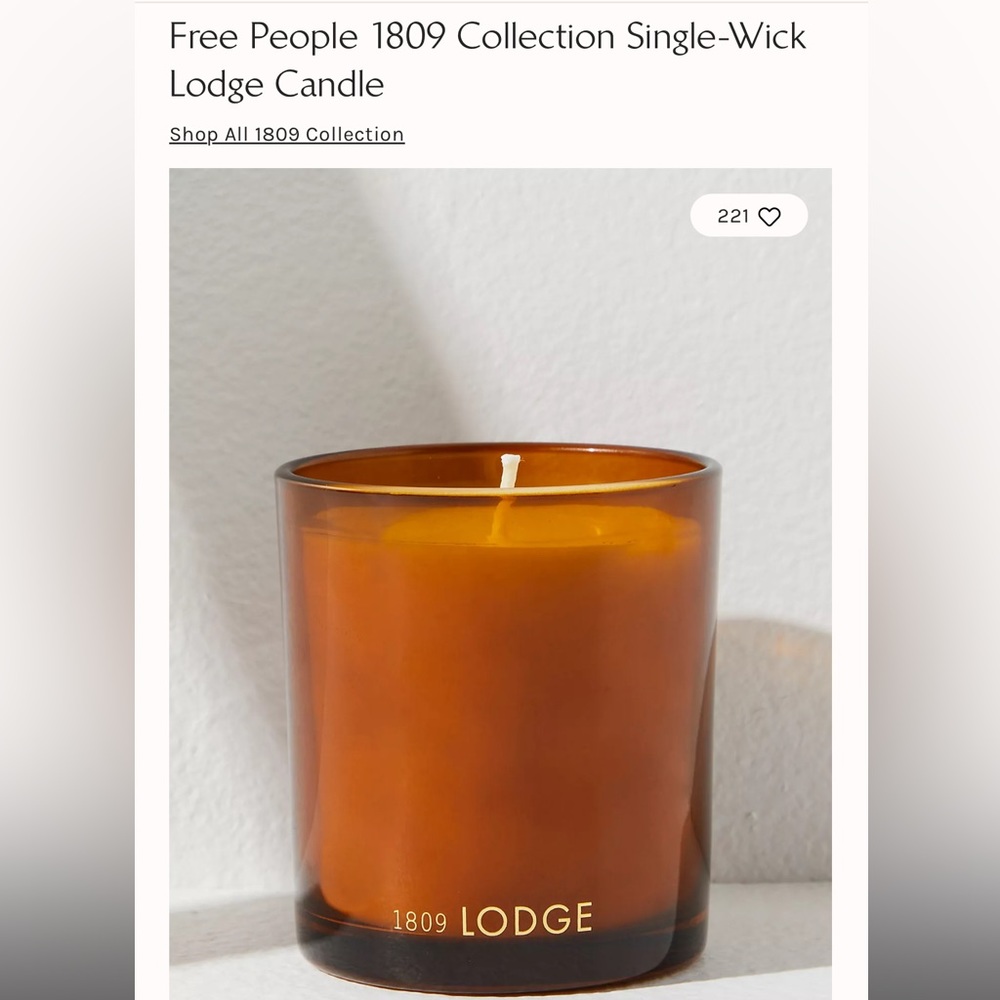 Free People 1809 Collection Single-Wick
Lodge Candle
